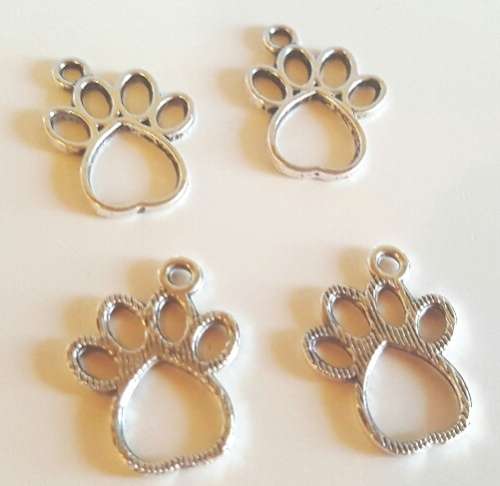 CHARMS - DOG PAW PRINT - SILVER TONE - 18x14mm - 5 PIECES