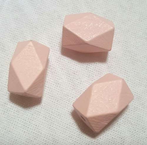 Natural Wooden Geometric Shaped Beads Baby Pink