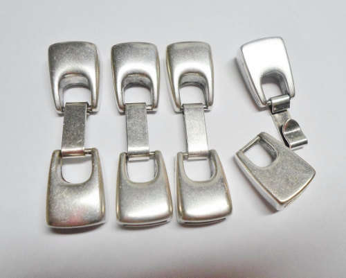 Silver End Caps Snap Clasp For Leather Cords Includes Deco Slider