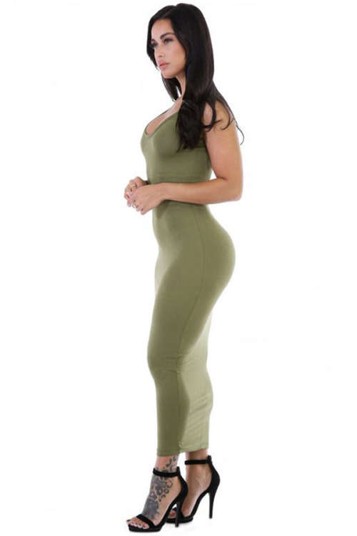 SEXY GREEN STRETCHY FIT LONG SUNDRESS - S/M/L