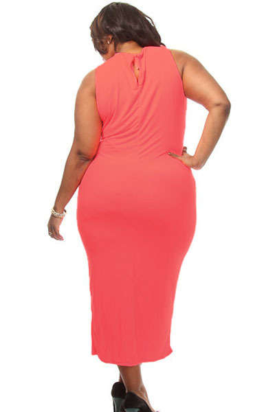 ***PLUS SIZE*** GORGEOUS PINK CROSS HALTER JERSEY DRESS - XL/2XL/3XL