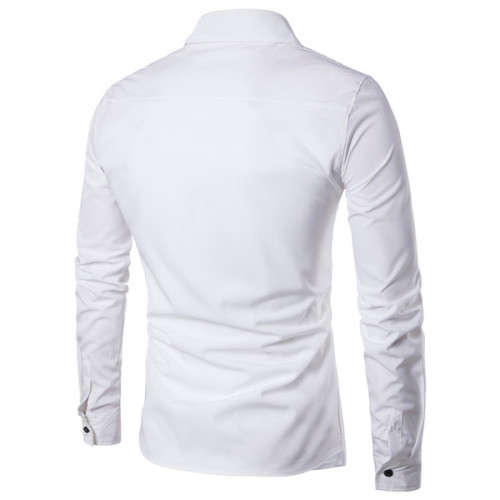 STYLISH LONG SLEEVE ASYMMETRIC WHITE SHIRT - M/L/XL/2XL