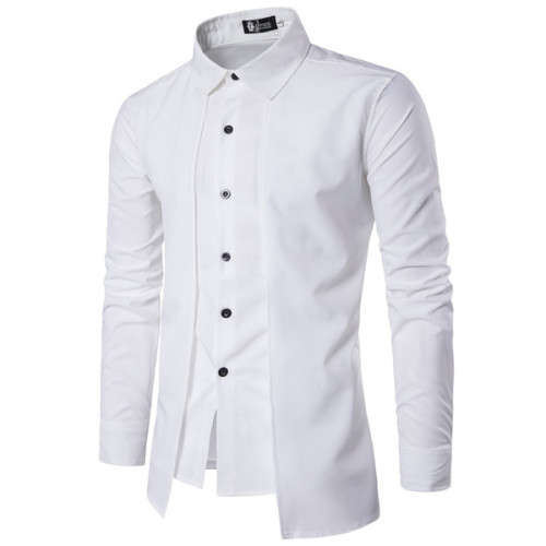 STYLISH LONG SLEEVE ASYMMETRIC WHITE SHIRT - M/L/XL/2XL