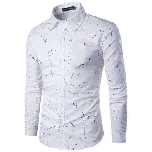 TURNDOWN COLLAR LONG SLEEVE PRINTED SHIRT