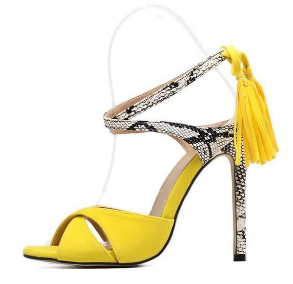 STILETTO HEEL TASSEL SANDALS