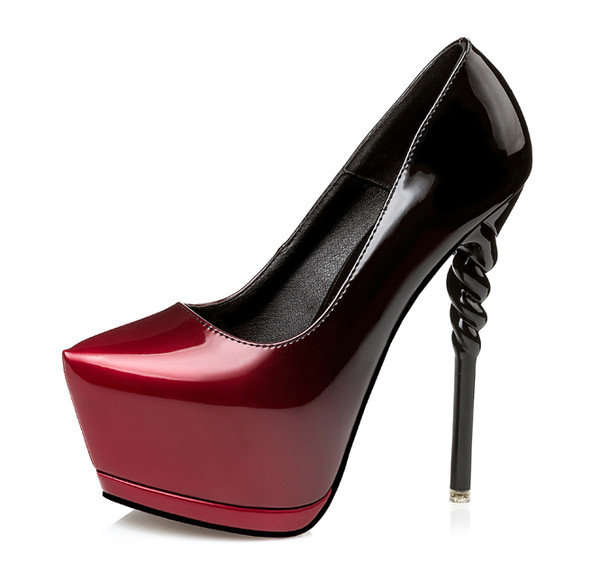 POINTED TOE SPIRAL HEEL OMBRE PLATFORM PUMP
