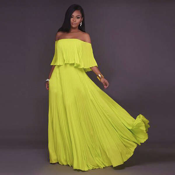 Chiffon Pleated Evening Dresses Formal Wear For Ladies