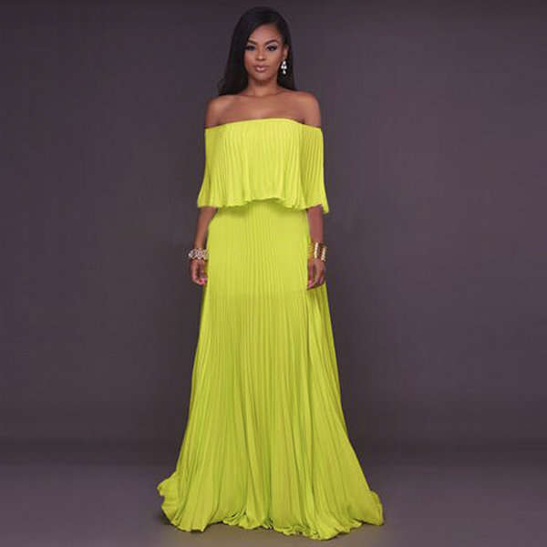 Chiffon Pleated Evening Dresses Formal Wear For Ladies