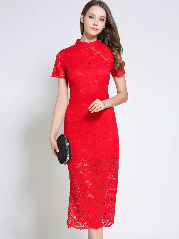 RETRO LACE PENCIL DRESS