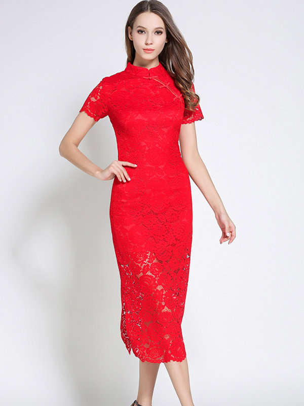 RETRO LACE PENCIL DRESS