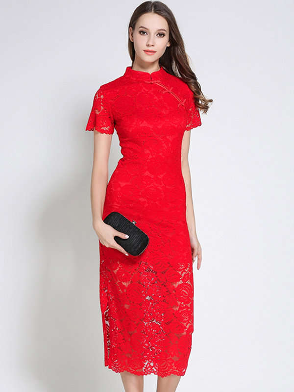 RETRO LACE PENCIL DRESS