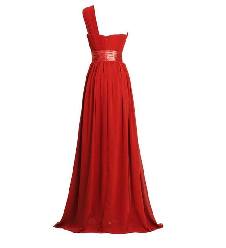 CHIFFON ONE SHOULDER BRIDESMAID DRESS
