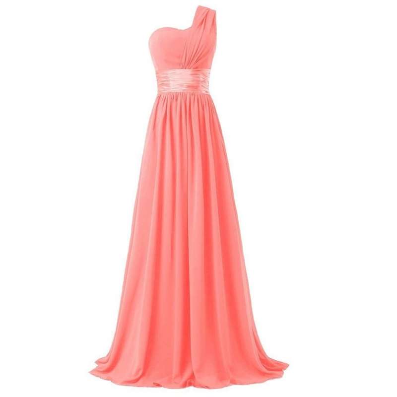 CHIFFON ONE SHOULDER BRIDESMAID DRESS