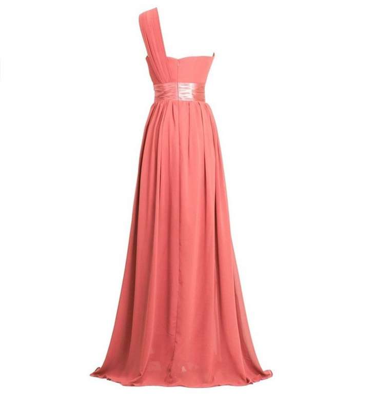 CHIFFON ONE SHOULDER BRIDESMAID DRESS