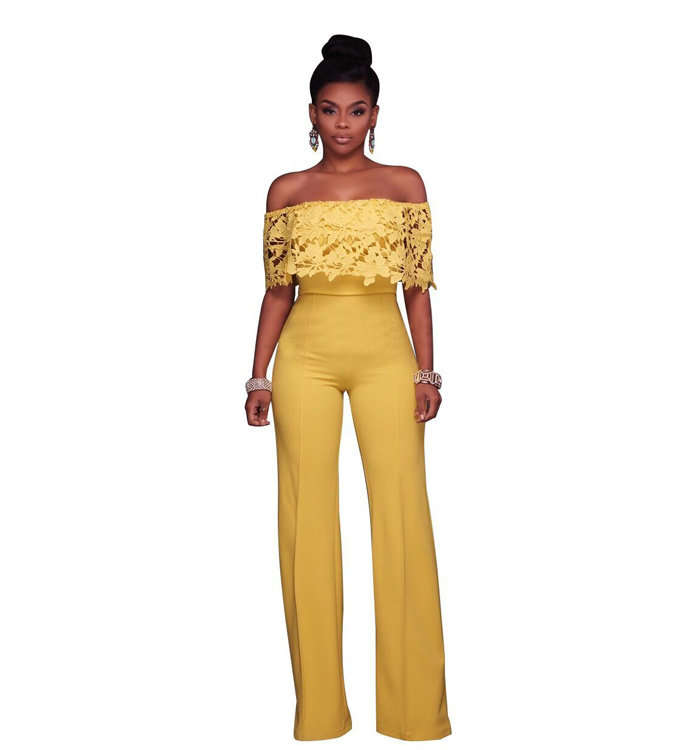 Off the shoulder lace jumpsuit new arrivals
