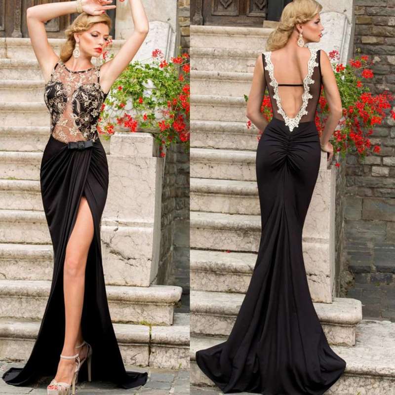 Local Stock Black Lace Evening Dresses