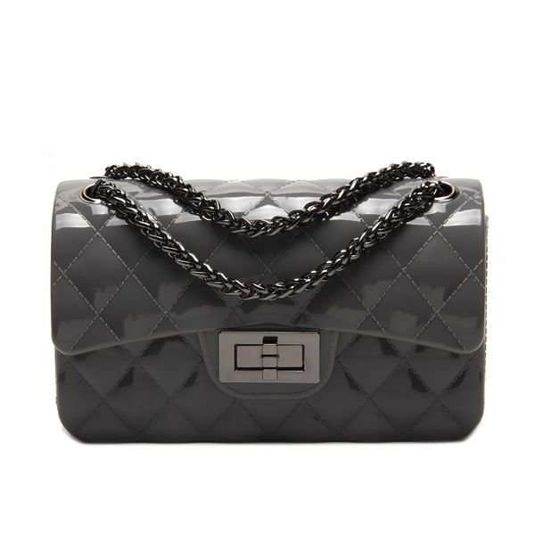 HANDBAGS/BAGS/LADIES HANDBAGS/DARK GREY RHOMBUS PATTERN HASP SHOULDER BAG