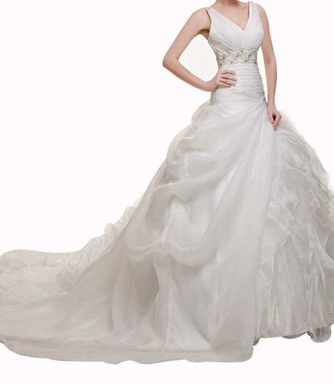 White Flounce Wedding Dress