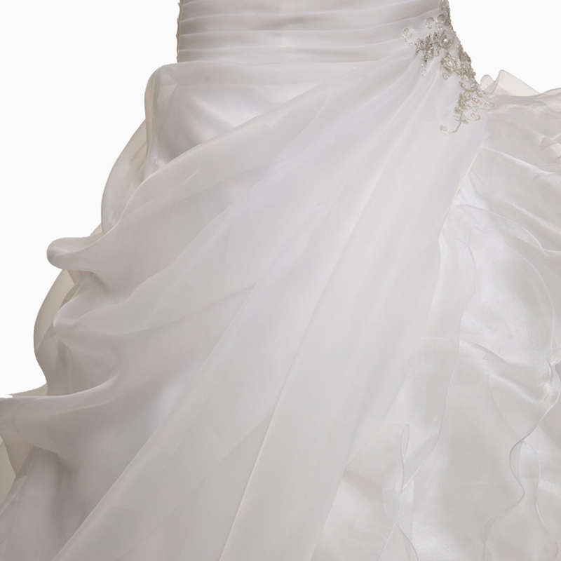 White Flounce Wedding Dress