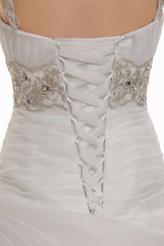 White Flounce Wedding Dress