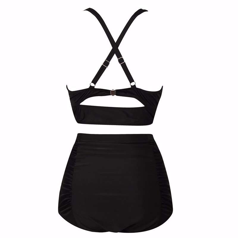 PLUS SIZE SWIMSUIT/HIGH WAIST SWIMWEAR/CURVY BLACK HIGH WAIST SWIMSUIT