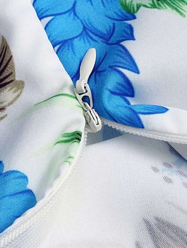 Vintage swing summer fit and flare floral blue dresses