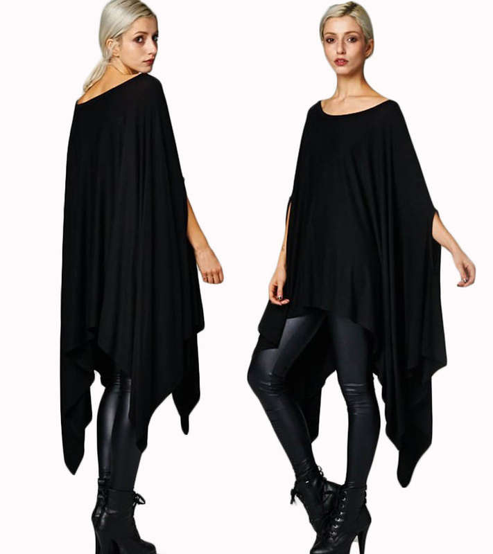 Black asymmetrical loose fit casual shirt dress
