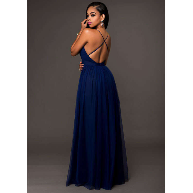 EVENING DRESS/EVENING DRESSES/WOMEN'S EVENING DRESS/SEXY NAVY EVENING DRESS