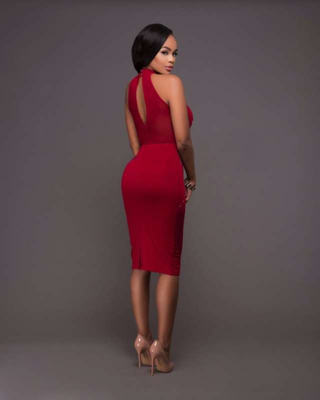 MIDI DRESSES/MIDI DRESS/RED MIDI DRESS/HALTER MIDI DRESS/SEXY MIDI DRESS/PARTY MIDI DRESS