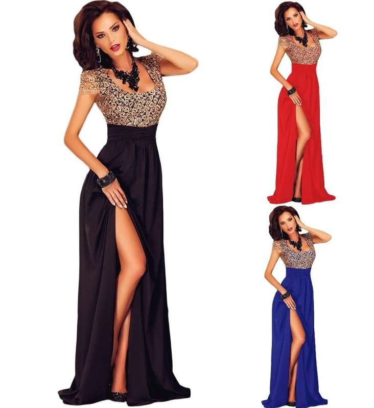 EVENING DRESS/EVENING DRESSES/MAXI EVENING DRESS/BLACK OR BLUE OR RED EVENING DRESS