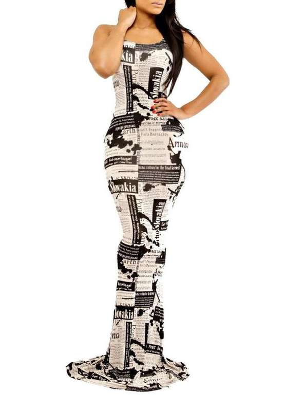 DRESSES/DRESS/MAXI DRESS/BLACK AND WHITE MONOCHROME PRINT MAXI DRESS