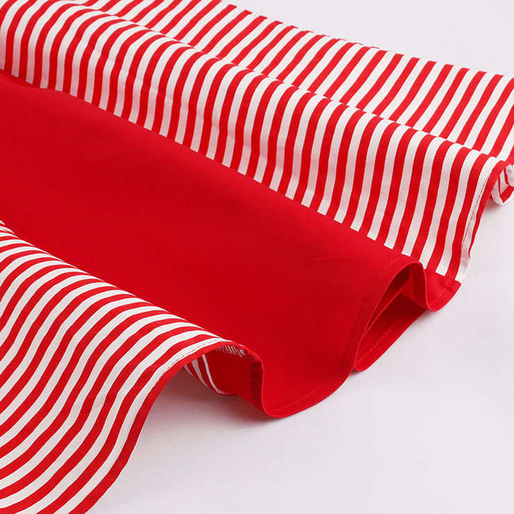 DRESSES/DRESS/ROCKABILLY DRESS/VINTAGE DRESS/VINTAGE RED AND WHITE STRIPED BELTED SWING DRESS