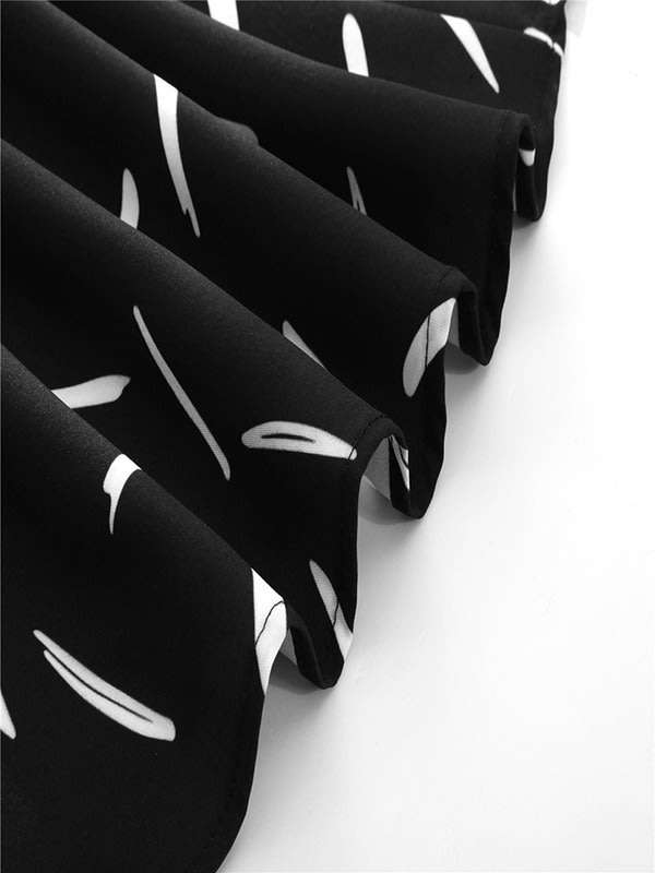 DRESSES/BLACK DRESS/VINTAGE DRESS/1950'S DRESS/A LINE DRESS/PRINT DRESS/SWING DRESS