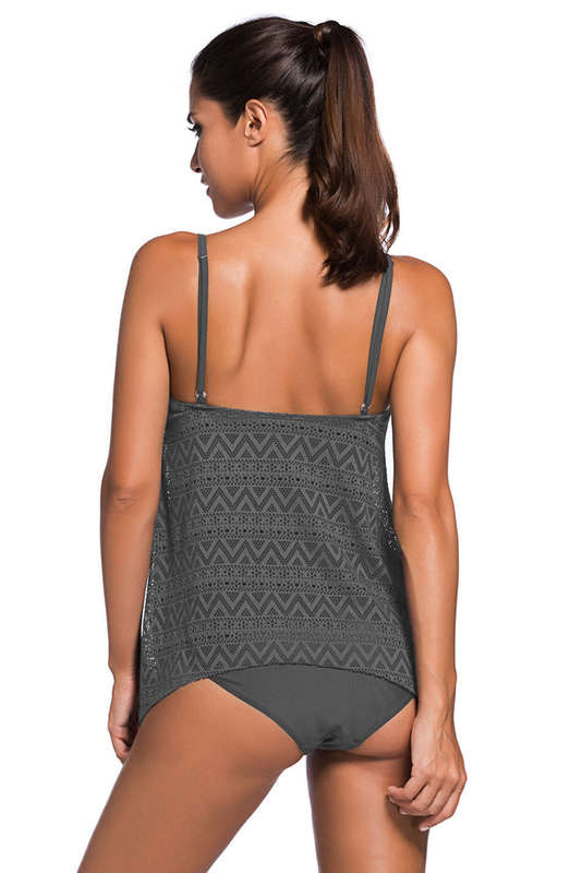 TANKINI SWIMSUITS/WOMENS TANKINI SWIMSUIT/GREY TANKINI SWIMSUIT/TWO PIECE TANKINI SWIMSUIT