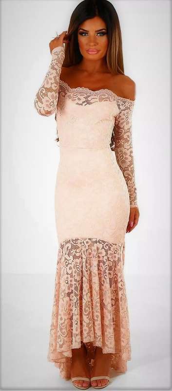 MAXI DRESS/PINK MAXI DRESS/LACE MAXI DRESS/OFF SHOULDER MAXI DRESS/PINK LACE EVENING MAXI DRESS