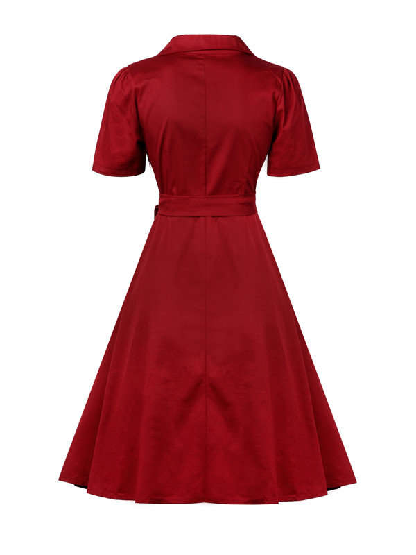 DRESS/VINTAGE DRESS/HEPBURN DRESS/50'S 60'S DRESS/SWING DRESS/BURGUNDY VINTAGE A LINE DRESS