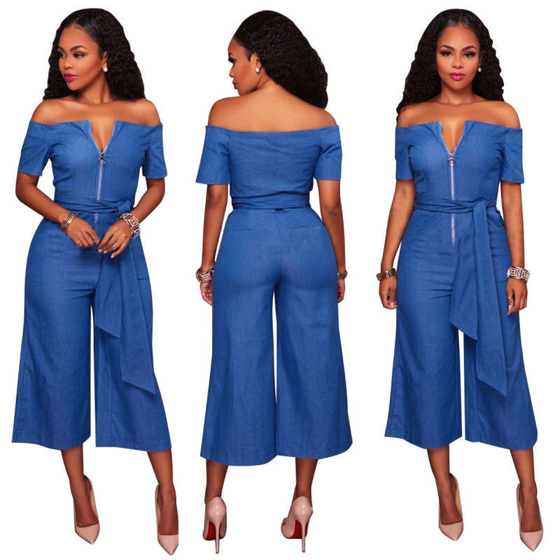 JUMPSUITS/JUMPSUIT/DENIM JUMPSUITS/OFF SHOULDER JUMPSUITS/THREE QUARTER JUMPSUITS/ZIPPER JUMPSUITS
