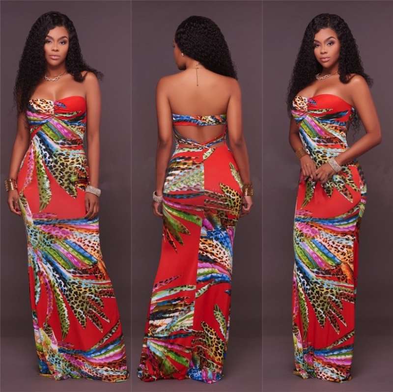 MAXI DRESS/MAXI DRESSES/PRINTED MAXI DRESS/STRAPLESS MAXI DRESS/MERMAID MAXI EVENING DRESS