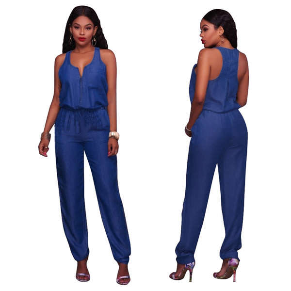 Racerback Denim Jumpsuit