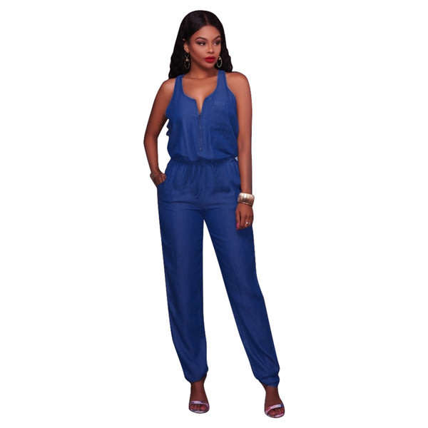 Racerback Denim Jumpsuit