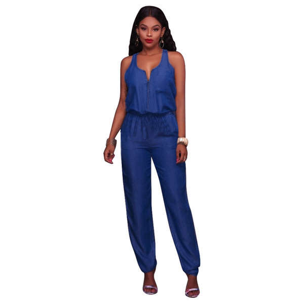 Racerback Denim Jumpsuit