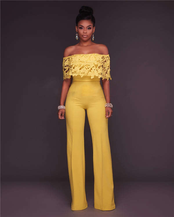 Playsuits Jumpsuits JUMPSUIT JUMPSUITS LACE JUMPSUITS YELLOW JUMPSUITS OFF SHOULDER JUMPSUIT WIDE LEG JUMPSUITS was sold for 420.00 on 31 Oct at 16 22 by BEADED CREATIONS LTD in Outside South Africa I...