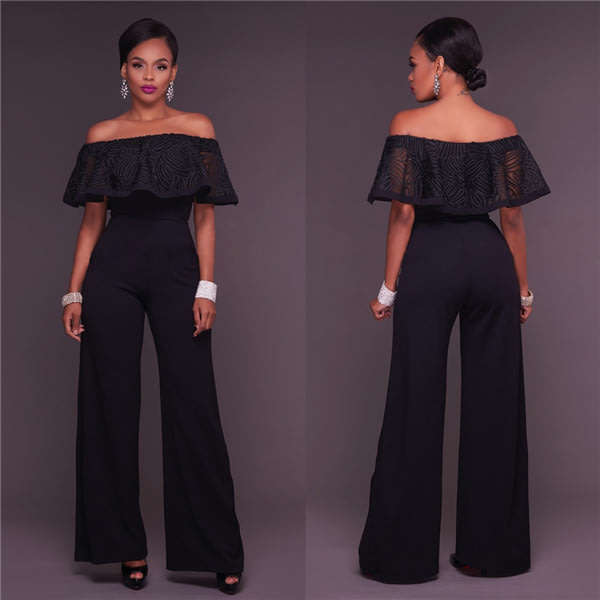 Black Ruffle Jumpsuits