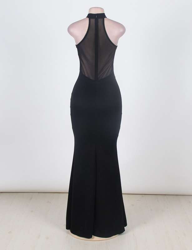 Black Applique Mermaid Evening Dress