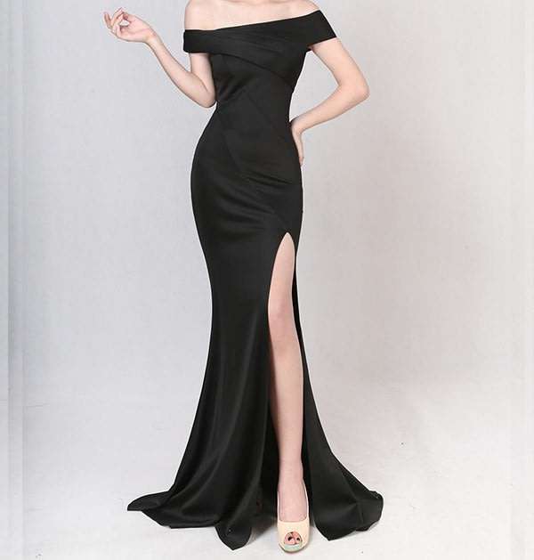EVENING DRESS/EVENING DRESSES/BLACK EVENING DRESS/MAXI EVENING DRESS