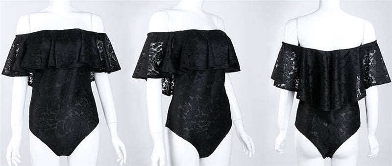 Black Off Shoulder Bodysuits