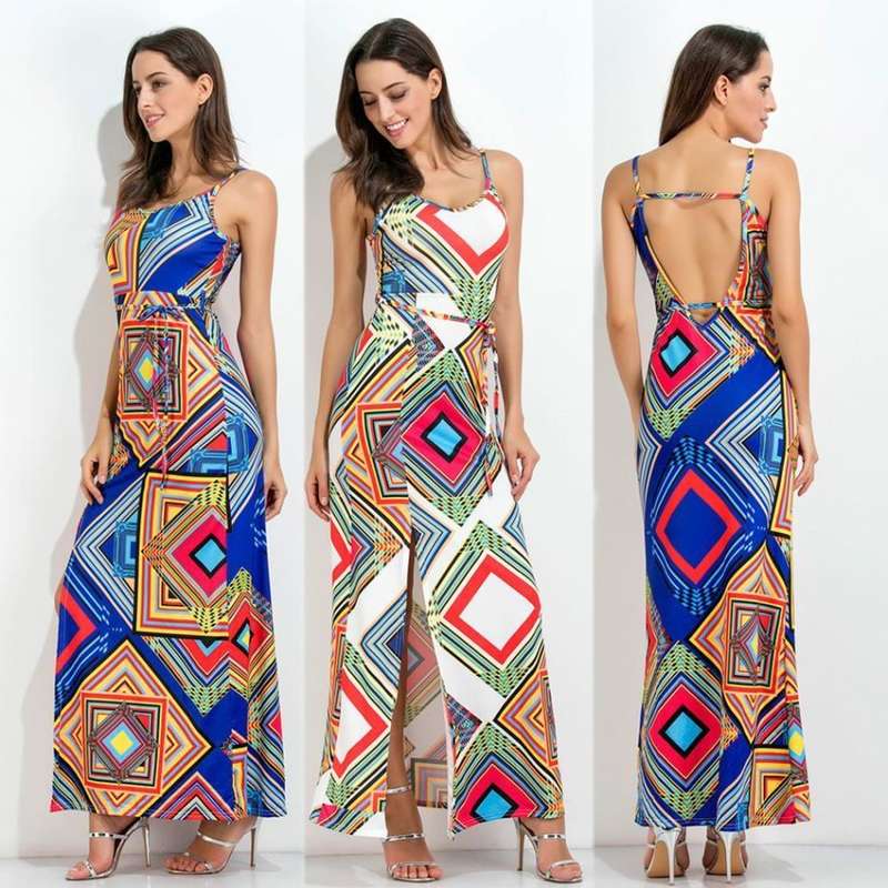 MAXI DRESSES/MAXI DRESS/DASHIKI MAXI DRESS/BLUE MAXI DRESS/ETHNIC PRINT MAXI DRESS