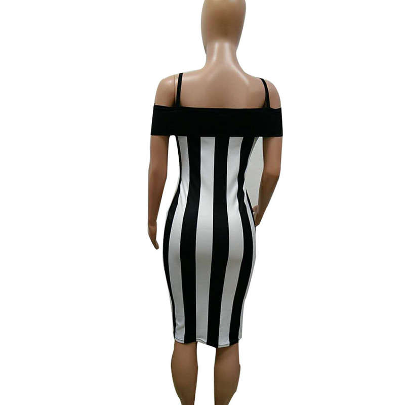 DRESSES/DRESS/BODYCON DRESS/MINI DRESS/OFF SHOULDER DRESS/BLACK WHITE DRESS/STRIPE DRESS/PARTY DRESS