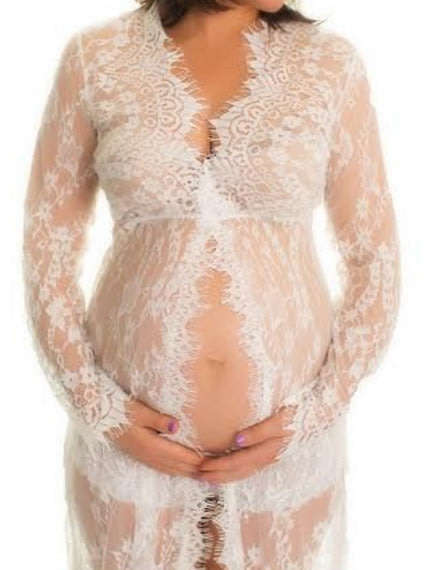 White Lace Maxi Maternity Dresses