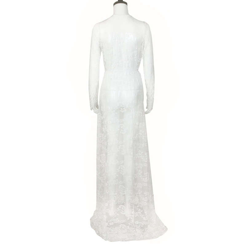 White Lace Maxi Maternity Dresses